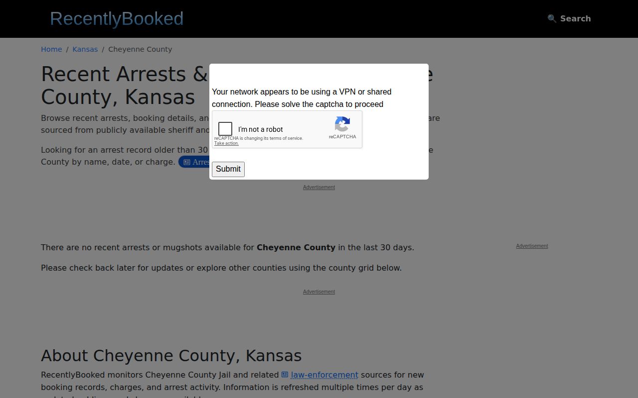 Cheyenne County busted mugshot unofficial empty county page